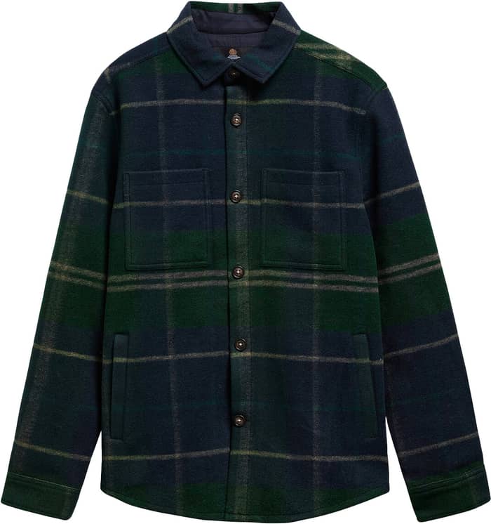 Woodlane Brushed Check Overshirt Green Loch Tartan
