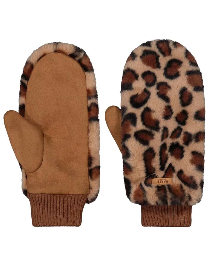 Fur Mitts Print Brown