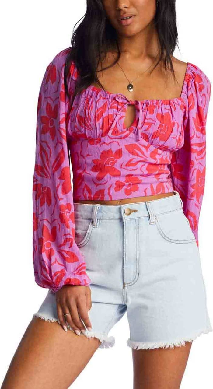 On Your Mind Woven Top Bright Orchid