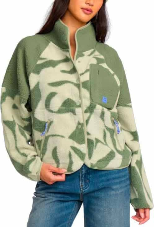 Popoyo Snap Up Fleece Jacket W Seagrass