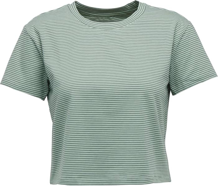 W Bd Stripe Crop SS Tee Foam Green-Laurel Green