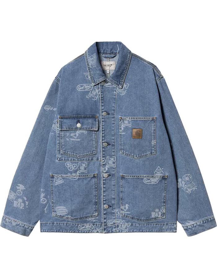 Stamp Jacket Stamp Print Blue Bleached