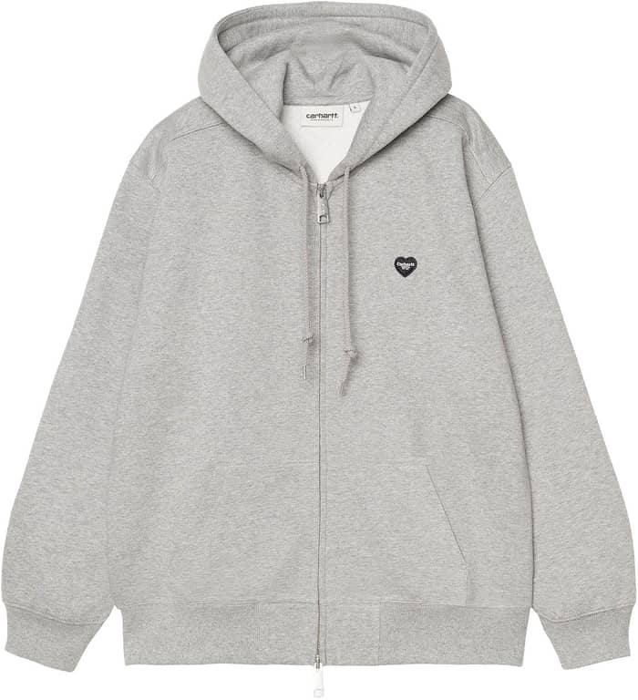 W' Hooded Small Heart Patch Jacket Grey Heather Black