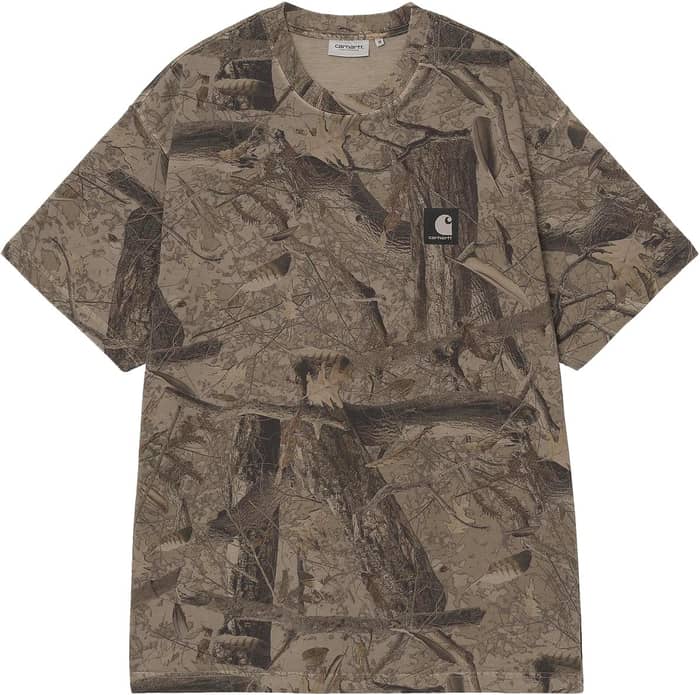 S/S Feather Tree T-Shirt Camo Feather Tree Khaki Shungite Garment Dyed