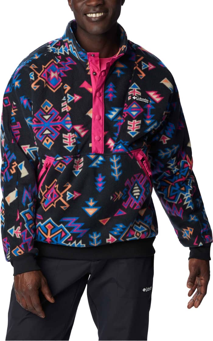 Wintertrainer™ Fleece Pullover Black Woven Nature Print