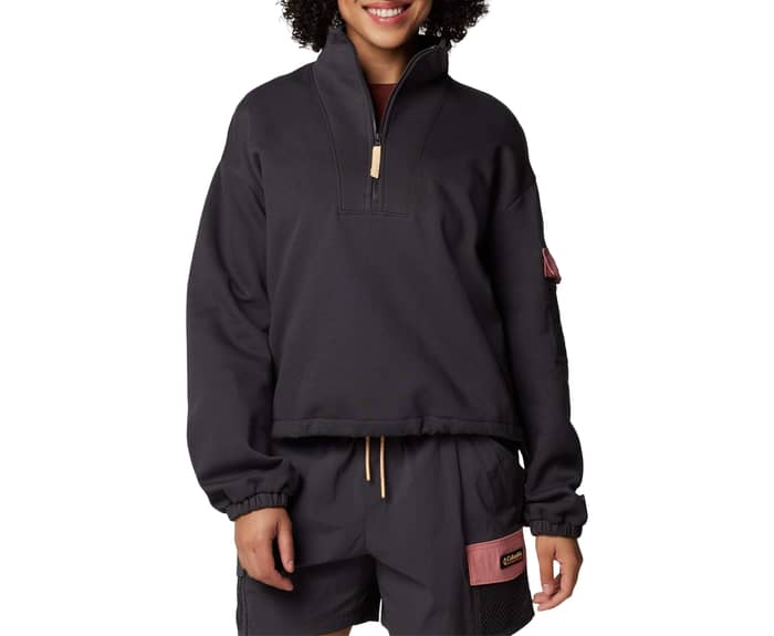 Painted Peak Cropped Fleece Shark Pink Agave