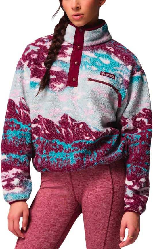 Helvetia II Printed Cropped Half Snap Rich Wine Sisters Rich Wine