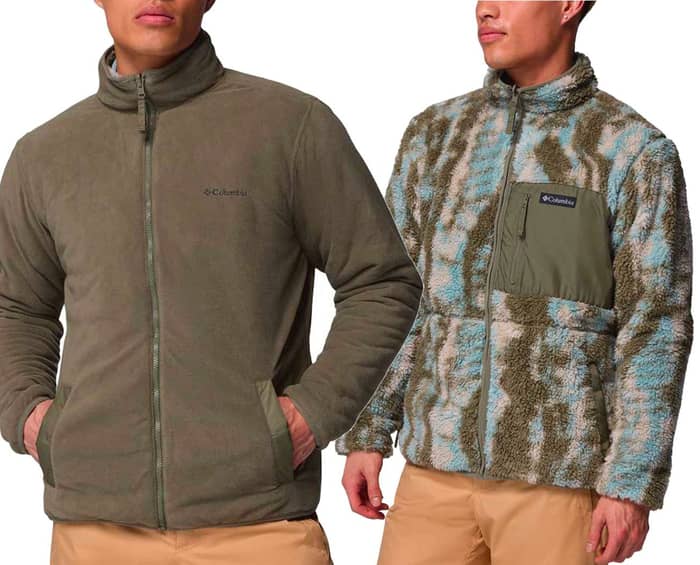 Winter Pass Reversible Fleece Stone Green Tracks