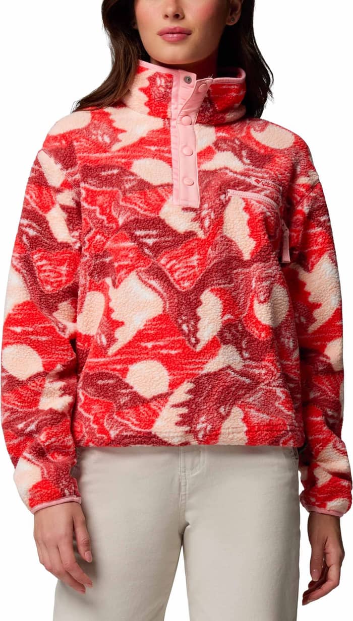 Columbia Helvetia II Printed Cropped Half Snap Poppy Red Sunscape