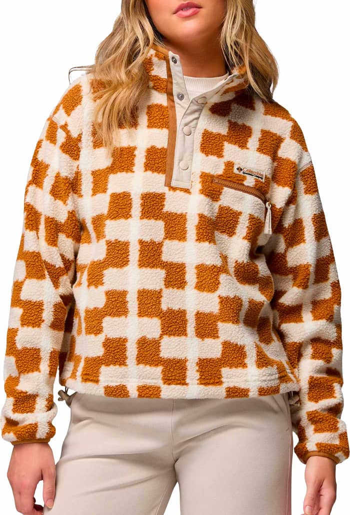 Helvetia II Printed Cropped Half Snap Camel Brown Geostack
