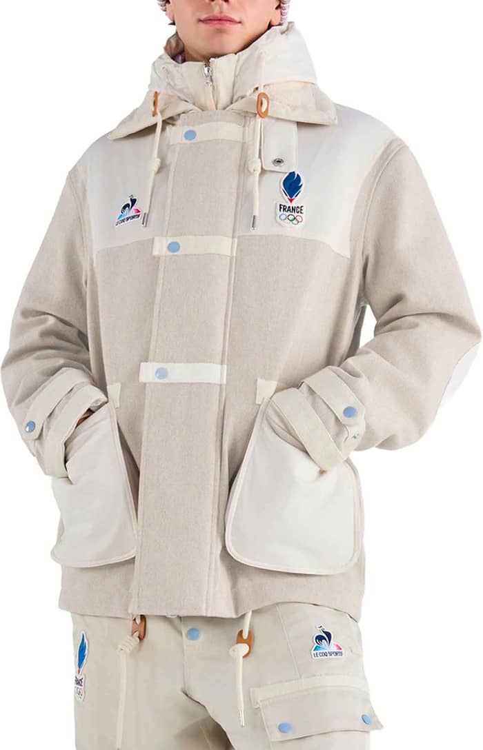 Le Coq Sportif Duffle Coat Podium M Beige Chiné Coats : Snowleader