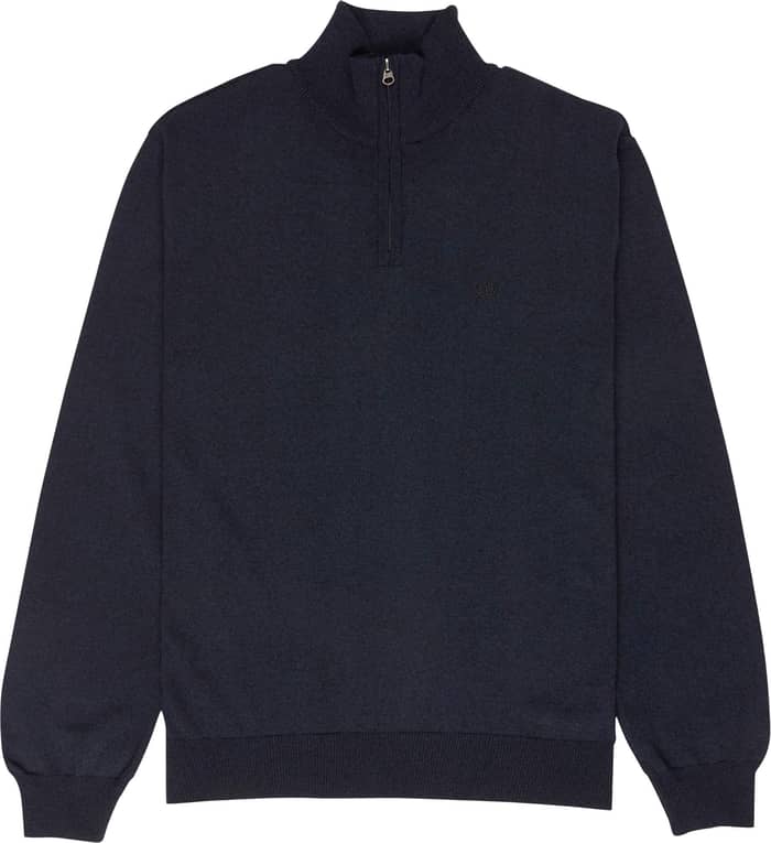 Icon Embroidery Quarter Zip Sweater Blue Mirage