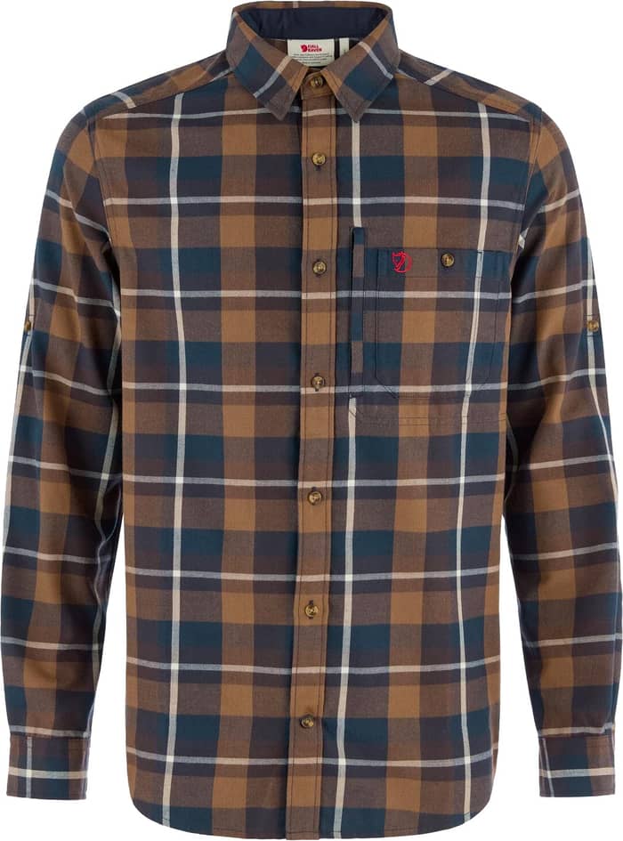 Fjällglim Regular Shirt M Wood Brown Black Oak