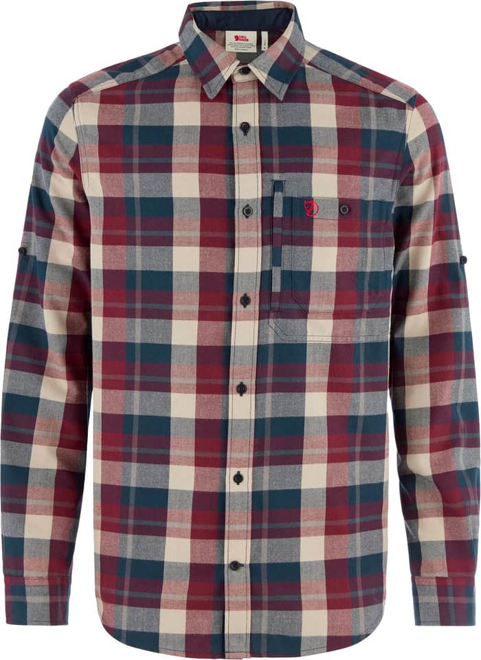 Fjällglim Regular Shirt M Dark Navy Maroon