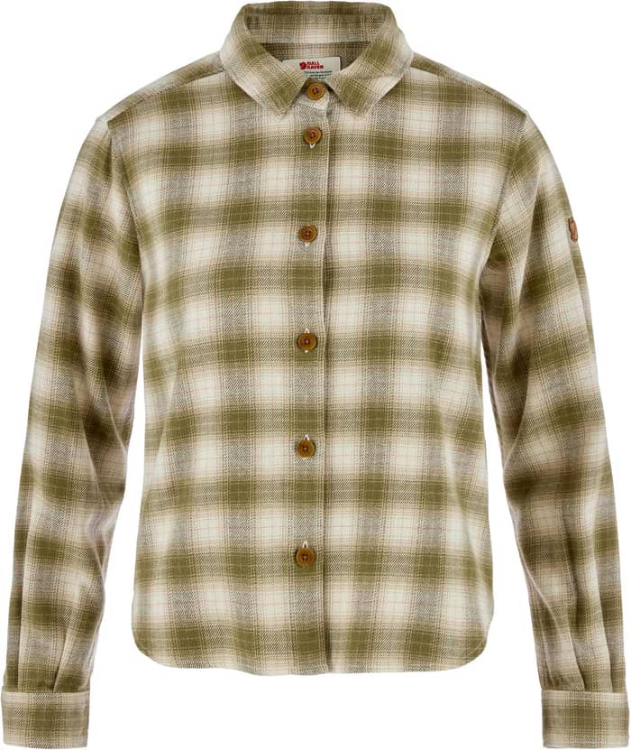 Övik Boxy Flannel Shirt W Green Chalk White