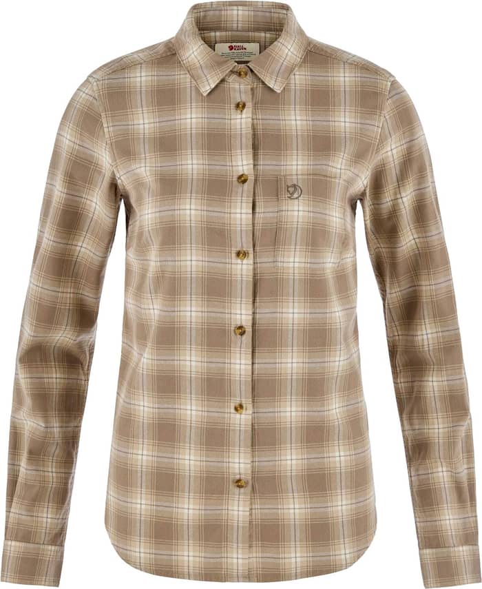 Övik Flannel Shirt W Chalk White Suede Brown