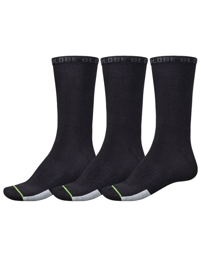Assorted Low Impact Crew Sock 3 Pack Black