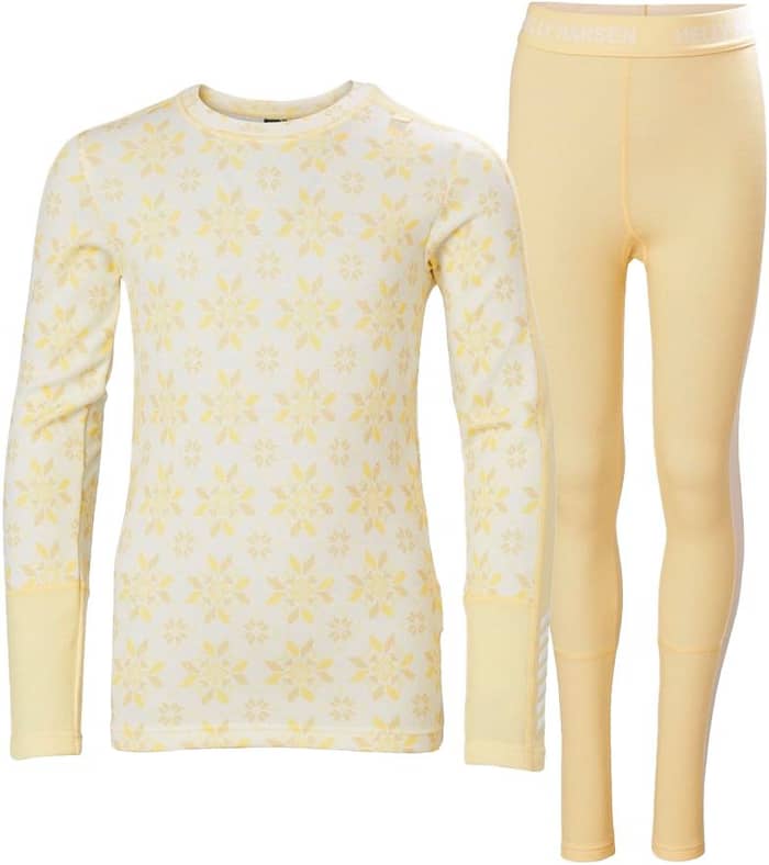 Jr Graphic Lifa Merino Set Yellow Cream Snowflake Aop