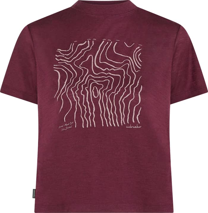 W Merino 150 Tech Lite SS Crop Tee Great Heights Dk Berry