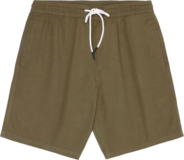 Boardwalk Slub Shorts With Elastic Waist Burned Olive
