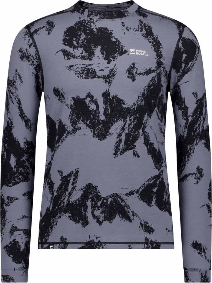 Cascade M Merino Base Layer Long Sleeve Mtn Pixel Grey