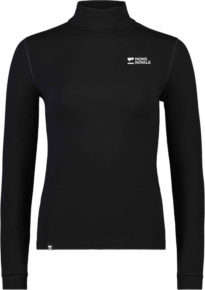 Cascade W Merino Base Layer Mock Neck Long Sleeve Black