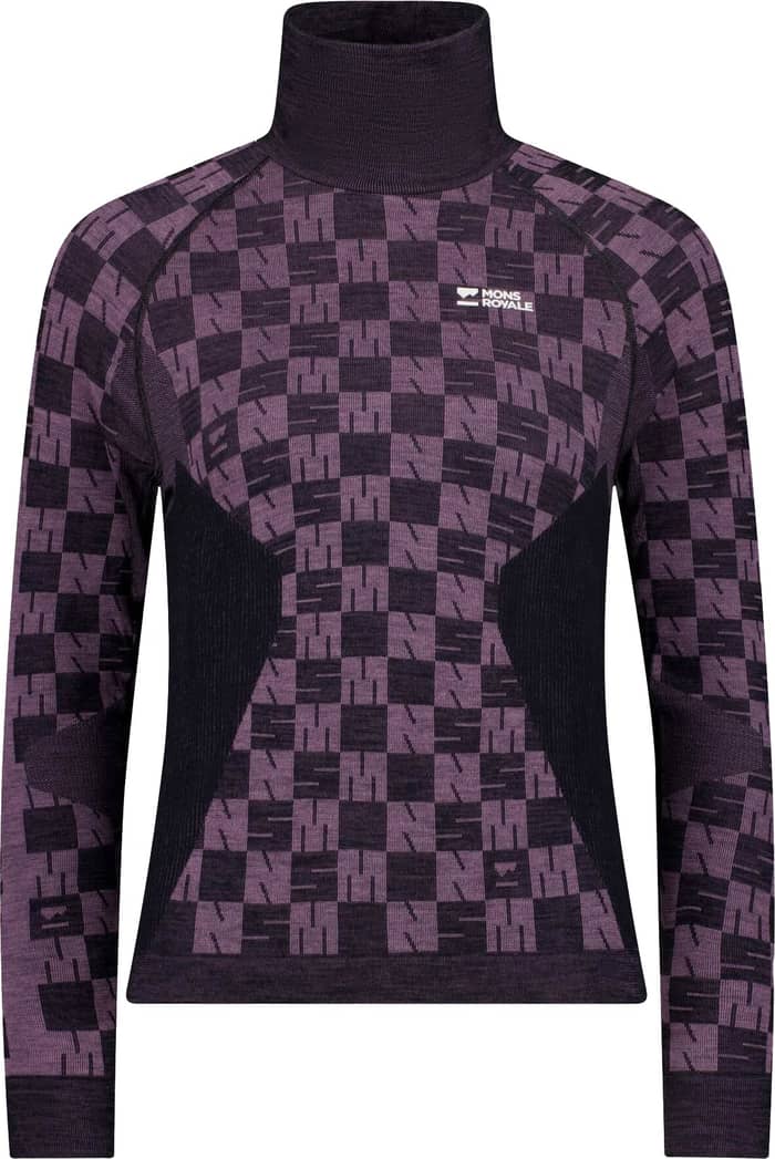 Ascender Merino Baselayer Mock Neck LS W Mauve/Black