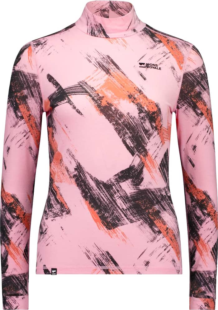 Cascade Merino Baselayer Mock Neck LS W Paintbrush Pink