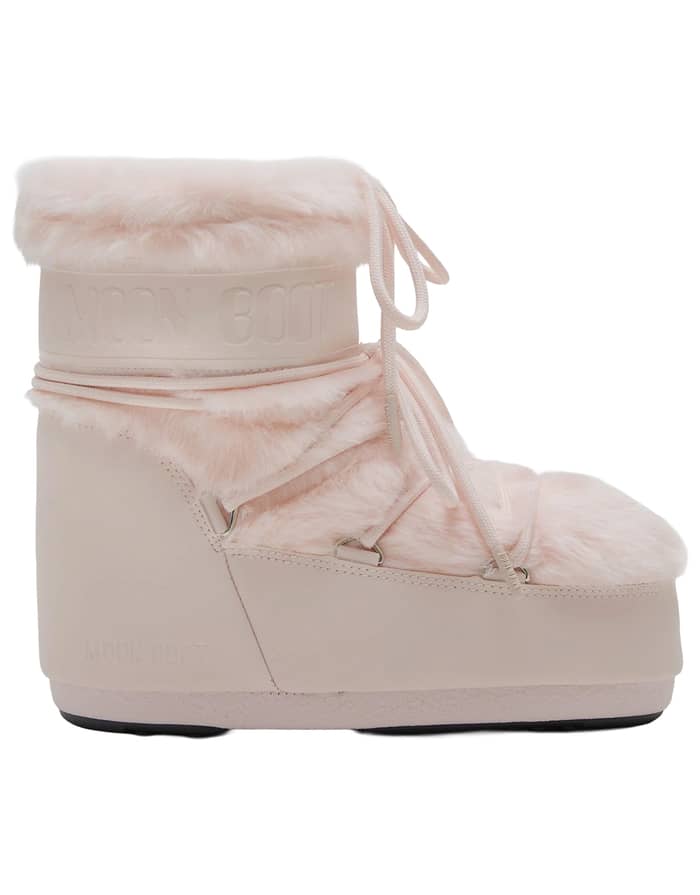 Moon Boot Icon Low Faux Fur Dusty Pink