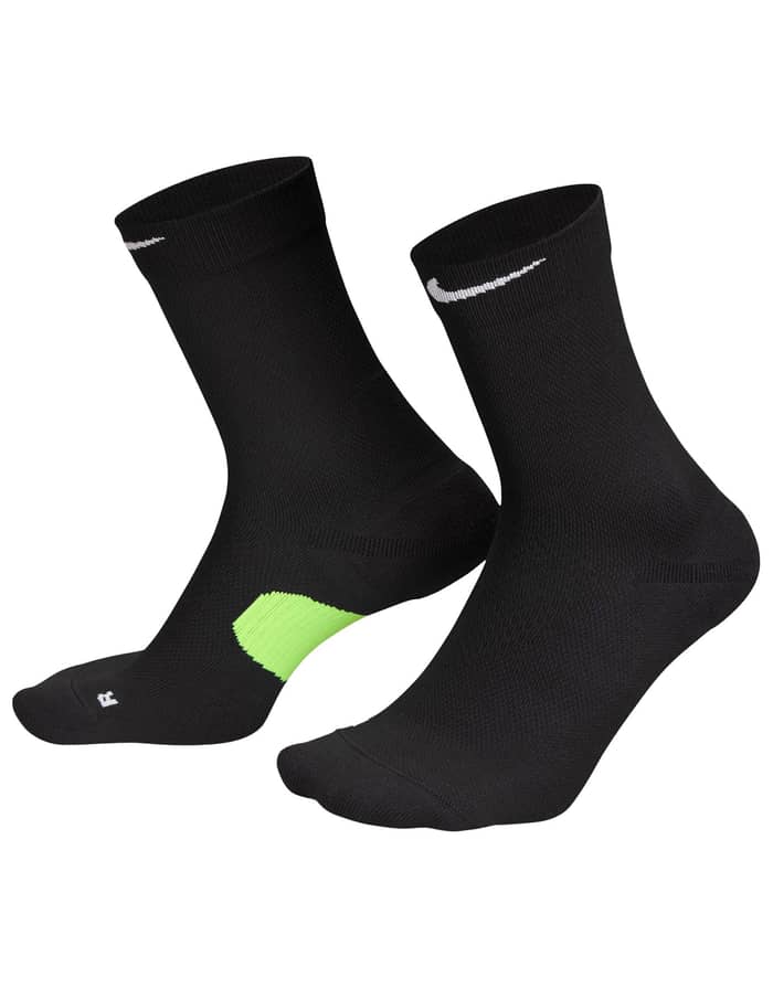 U Nike Midweight Run Crew Socks Black Volt White