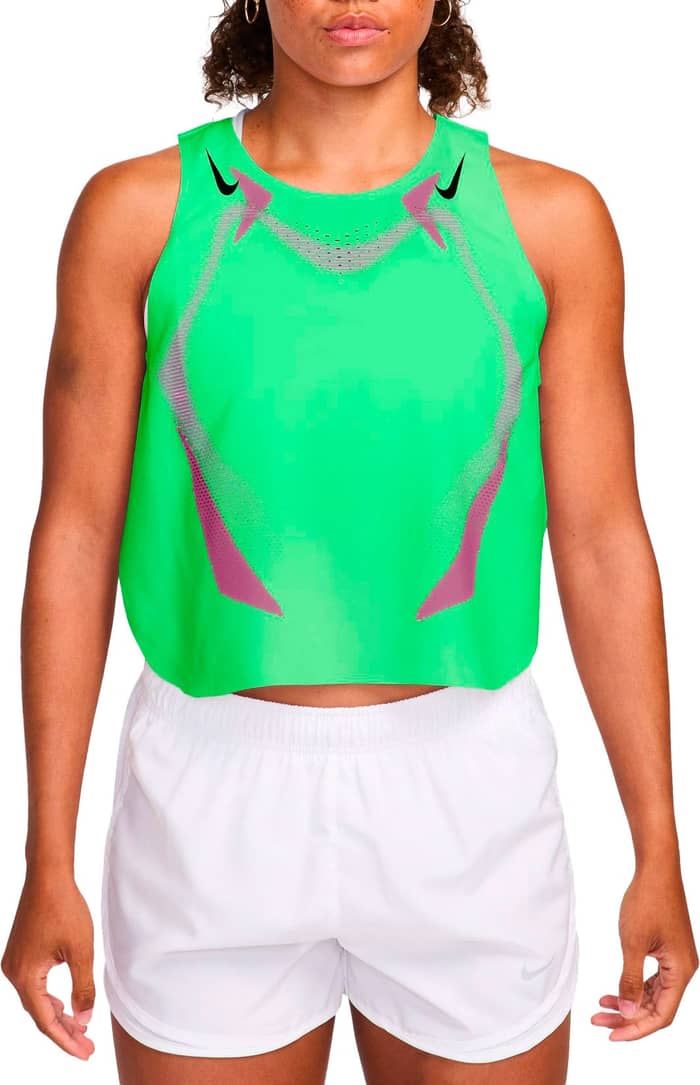 W Nike Aeroswift Dri-Fit ADV Crop Tank GX Illusion Green Black Gcw#12