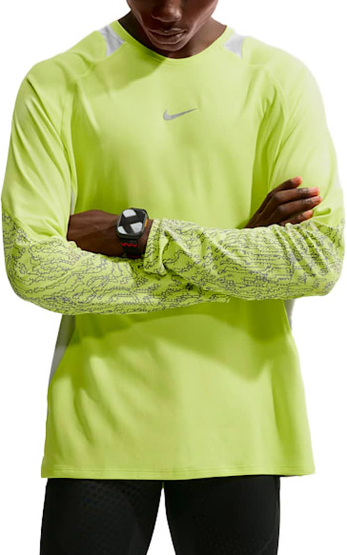 M Nike Stride LS Tee Lt Lemon Twist/Grey Fog