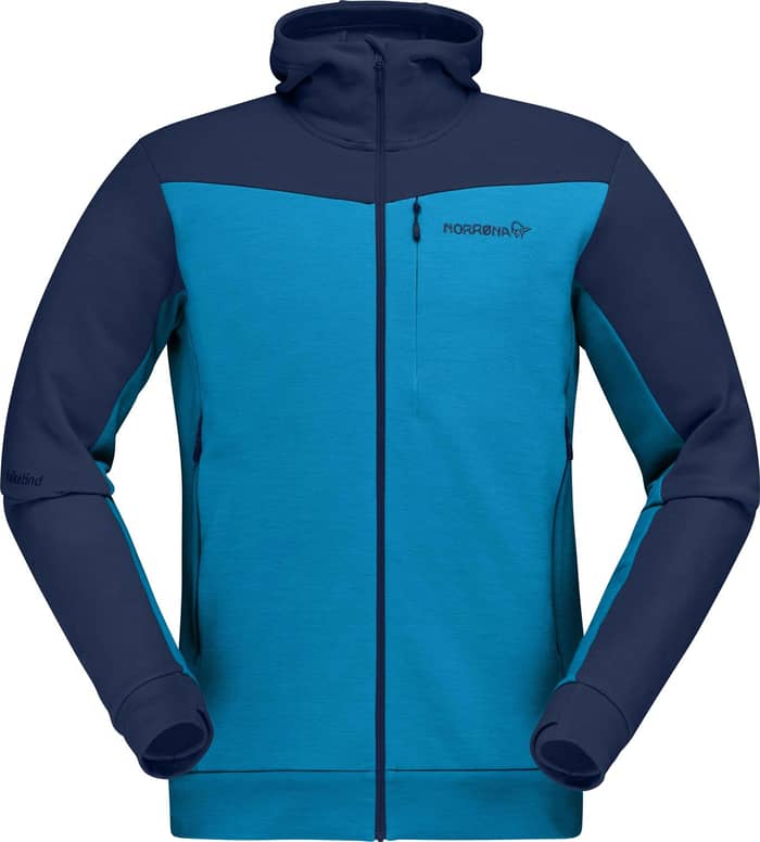Falketind Warmwool2 Stretch Zip Hood M'S Haiwaiian Surf/Indigo Night