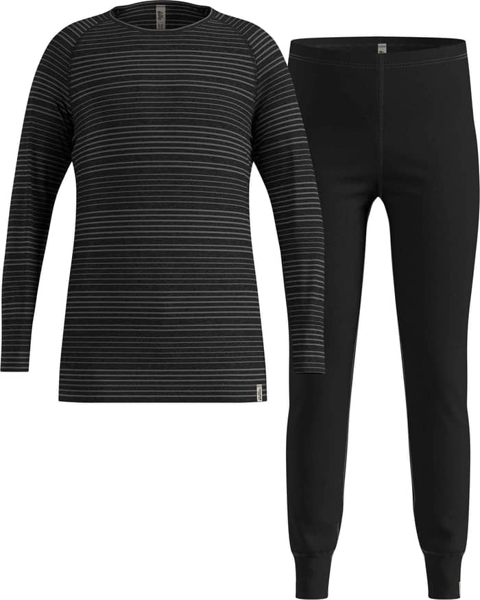 Set Long Active Warm Eco Kids Black/Grey Melange
