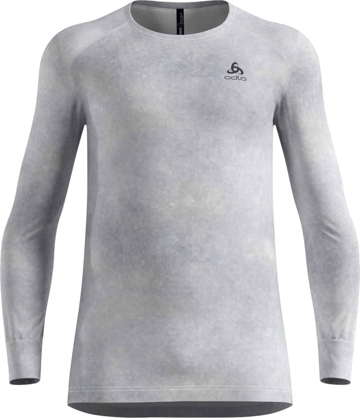 Odlo X POW BL Top Crew Neck LS Active Warm Printed M Silver Grey