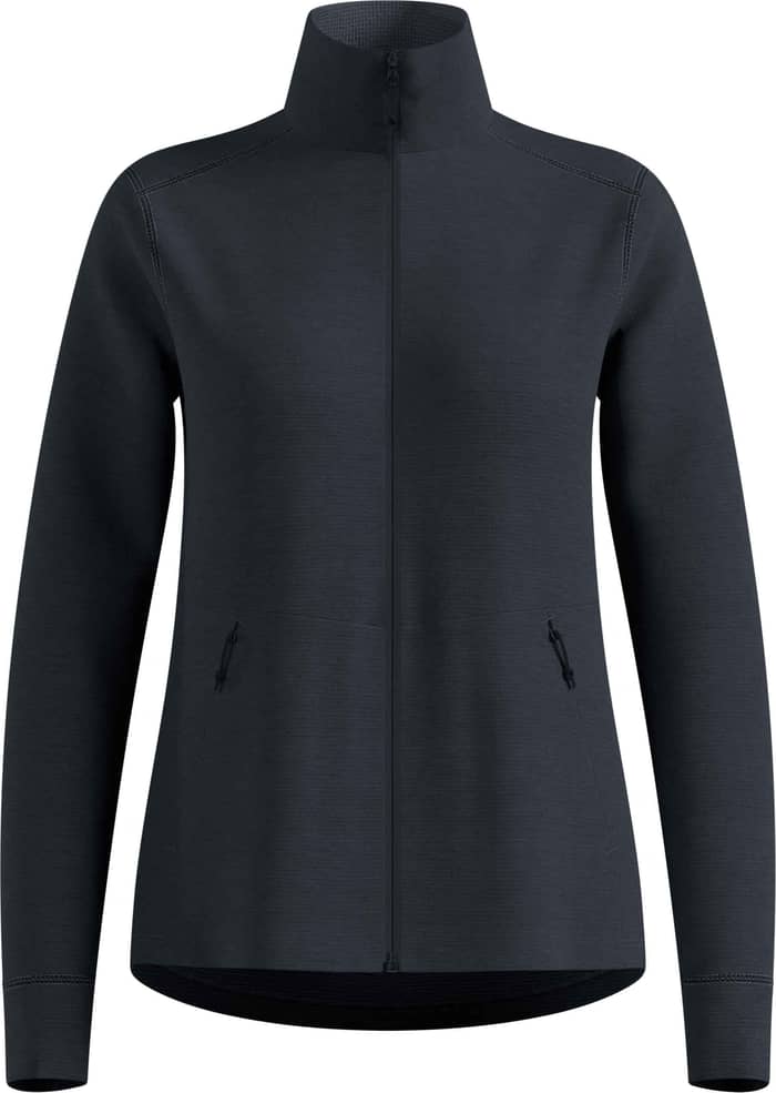 Mid Layer Full Zip Essential Grid Fleece W Black Melange