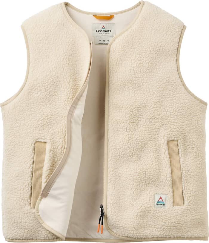 Tawny Collarless Deep-Pile Sherpa Gilet W Oat