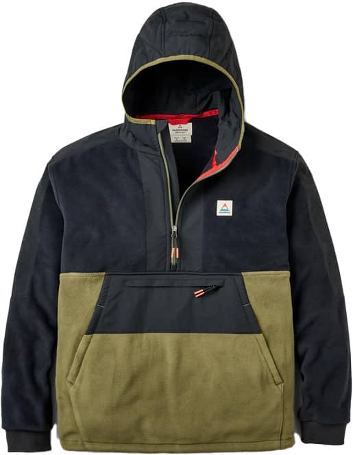 Woodland Hooded 1/2 Zip Polartec® Fleece Black Khaki