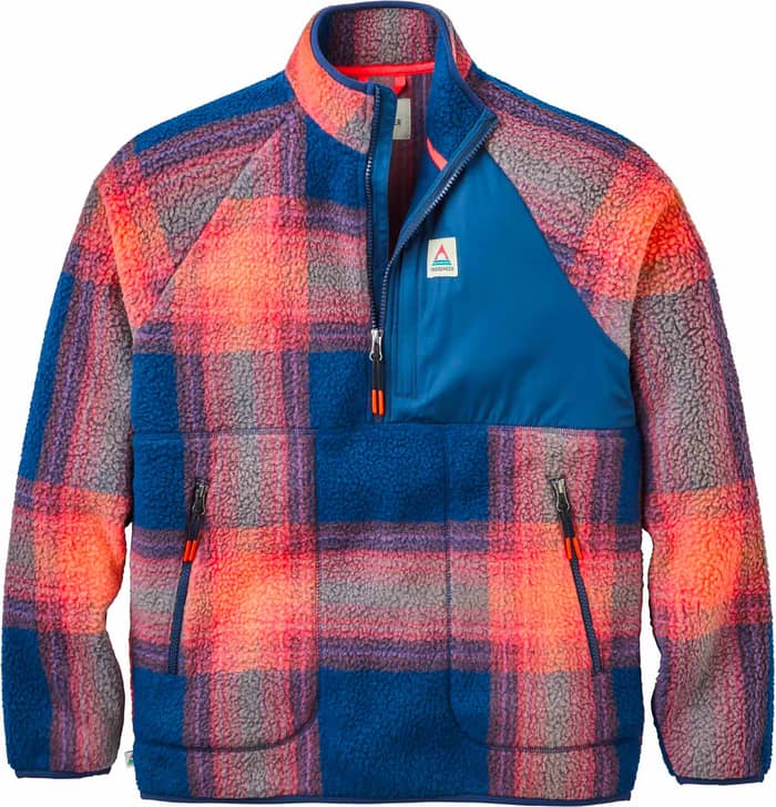 Home Sherpa Fleece W Rich Navy Red Ochre Check