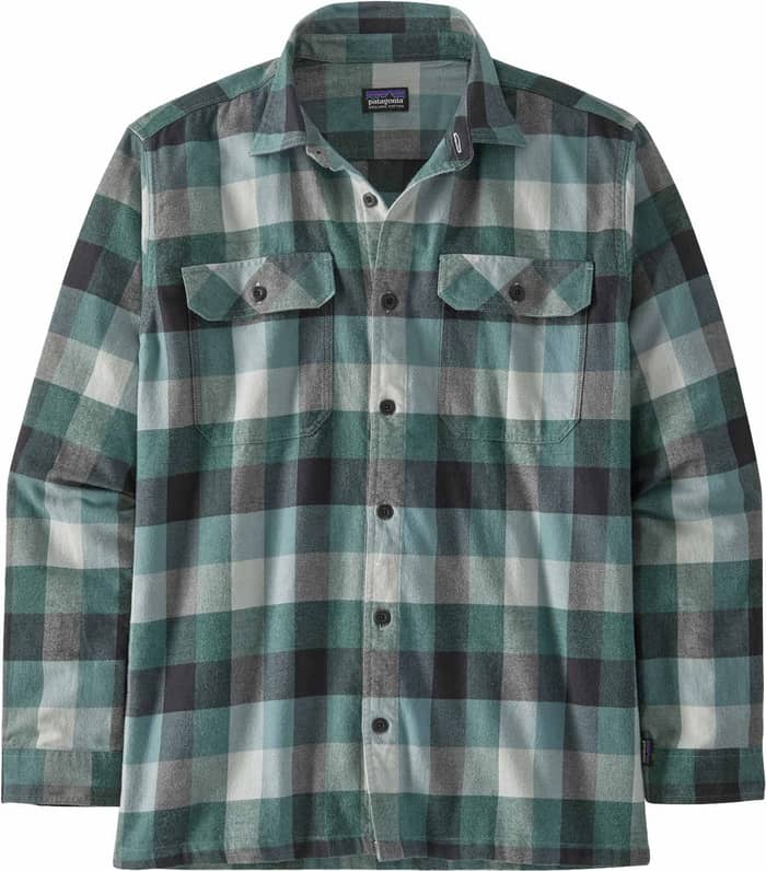 M's L/S Organic Cotton MW Fjord Flannel Shirt Guides Nouveau Green