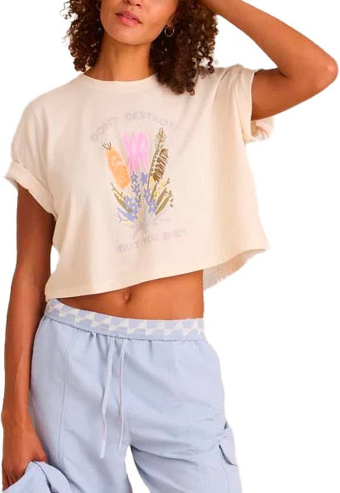 Nature Cropped Boxy Tee W Eggshell