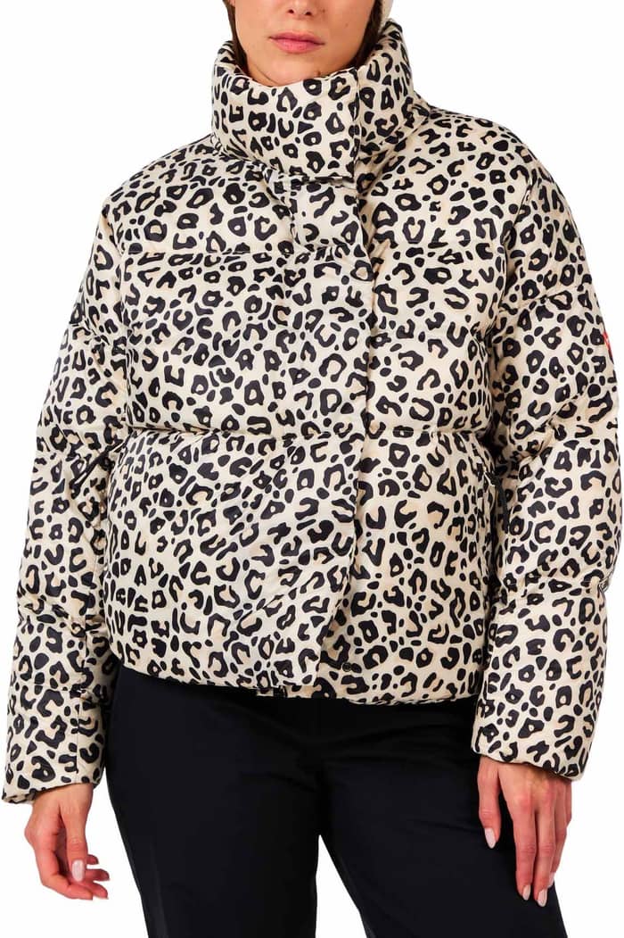 W Aretu Allover Down Jacket Nature Wild Leopard Print