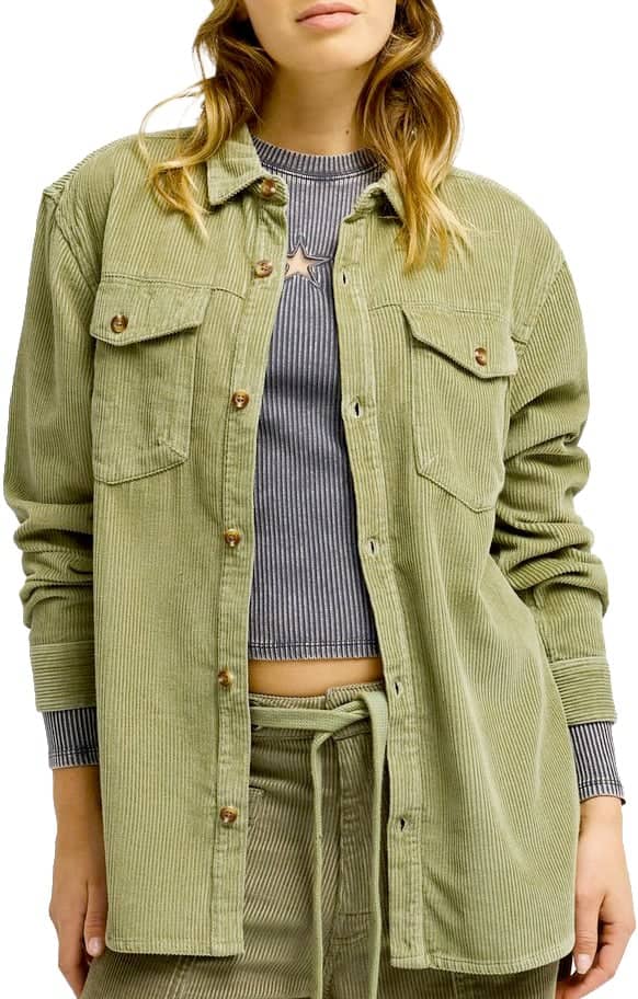 Let It Go Cord Shirt Oil Green
