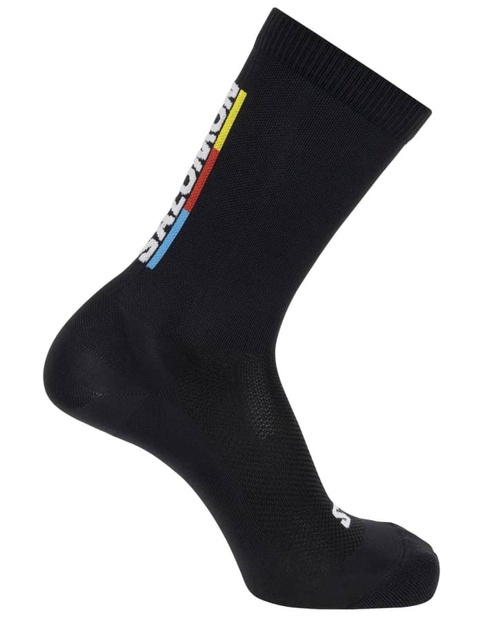 Salomon Socks Pulse Race Flag Crew Black/Bright Red/Lemon Chaussettes ...