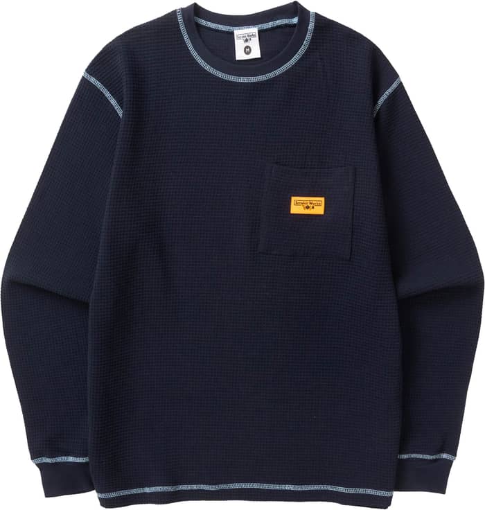 Waffle Contrast Thermal LS Tee Navy Blue