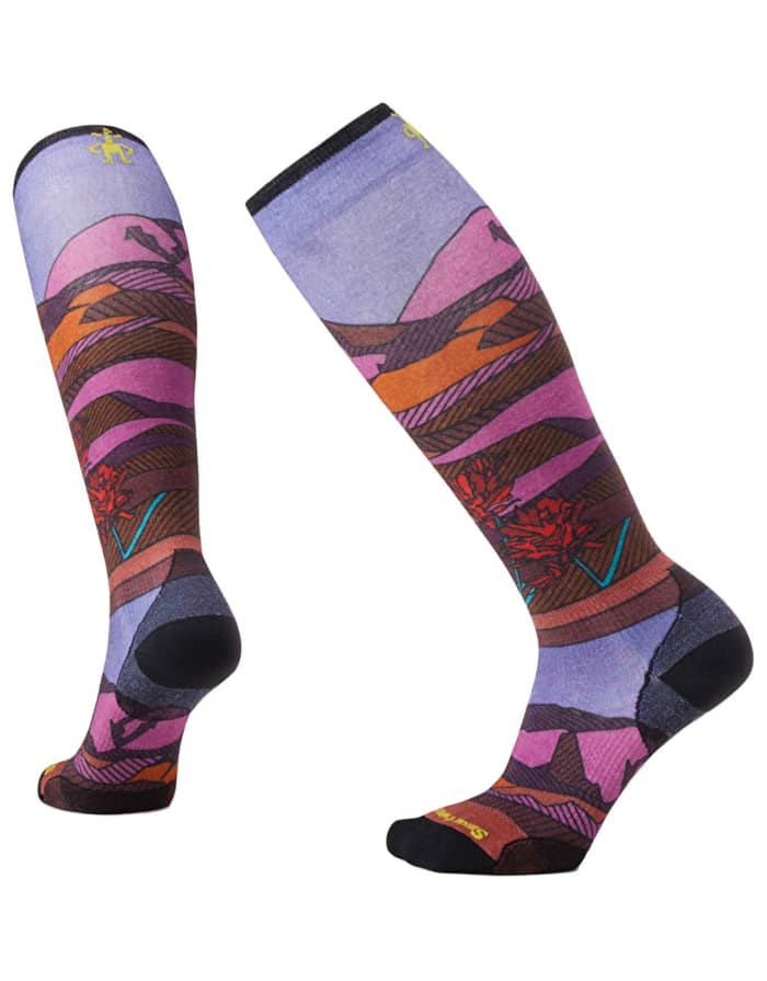 W Ski Zero Cushion Floral Field Print OTC Socks Picante