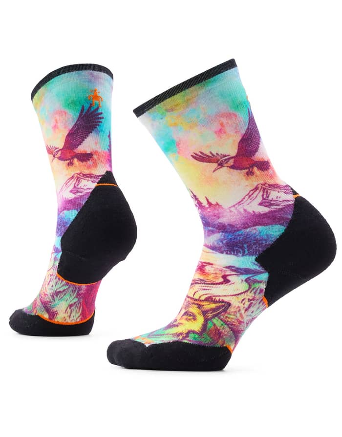 W Trail Run Targeted Cushion Serene Peak Print Crew Socks Dusty Teal