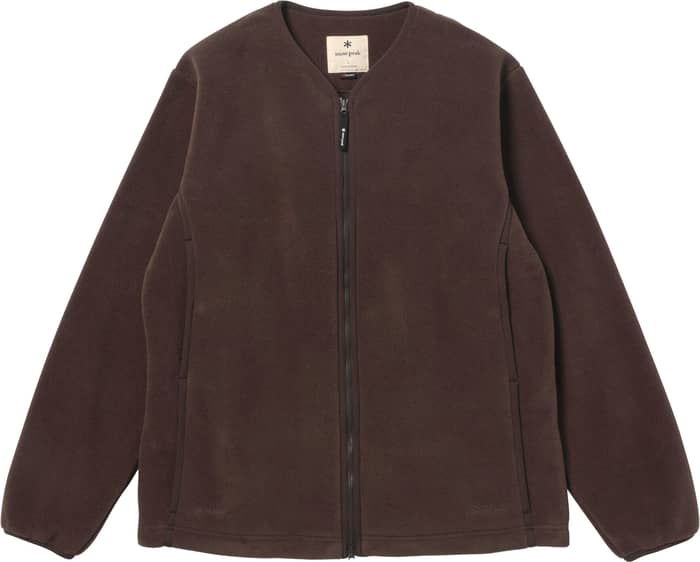 Water-Repellent Fleece Cardigan Dark Brown
