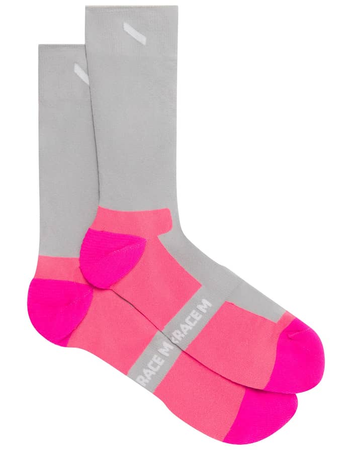 Crew Race Sock Grey/Fluro Pink