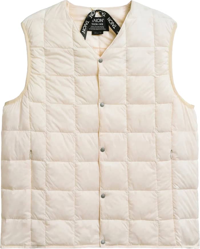 V-Neck Button Down Down Vest Off White
